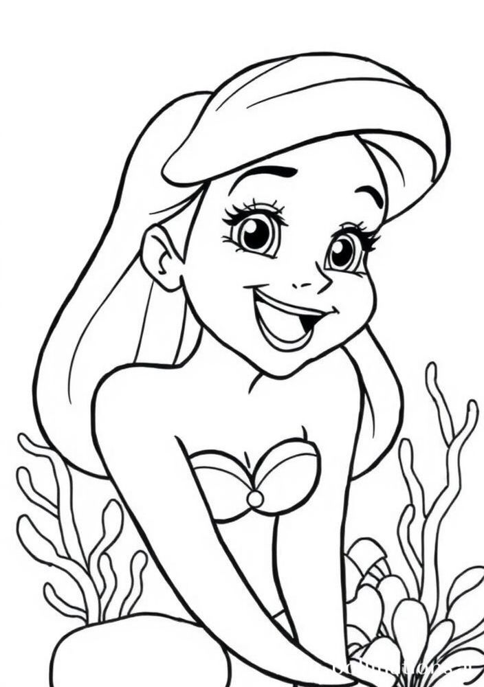 Desenho da Ariel fazendo careta para colorir