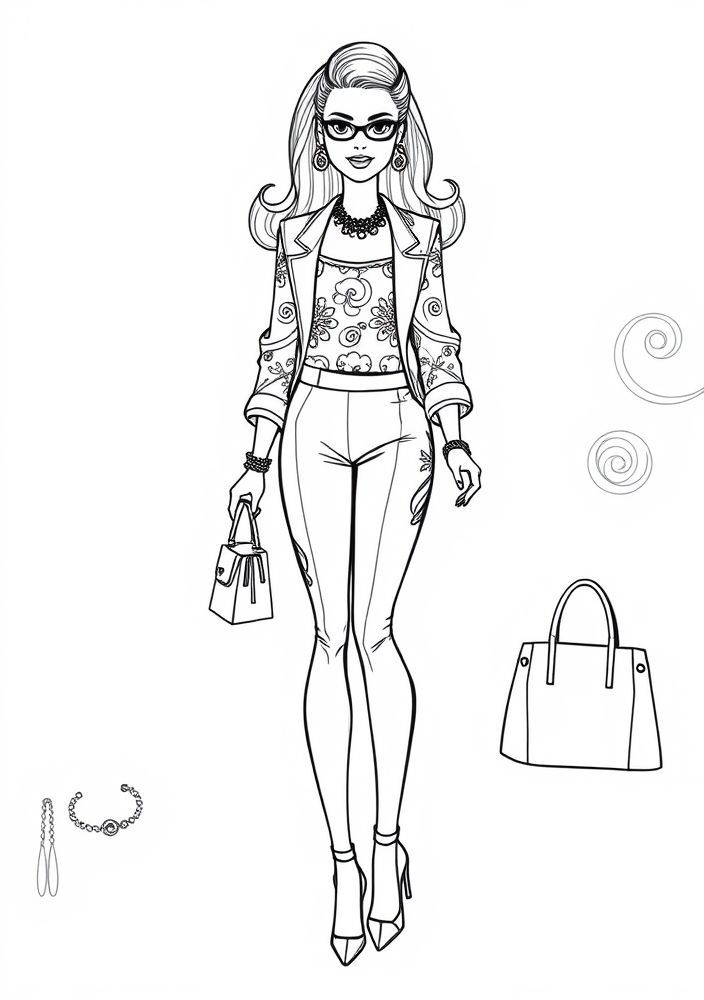 Desenho da Barbie Fashionista para colorir