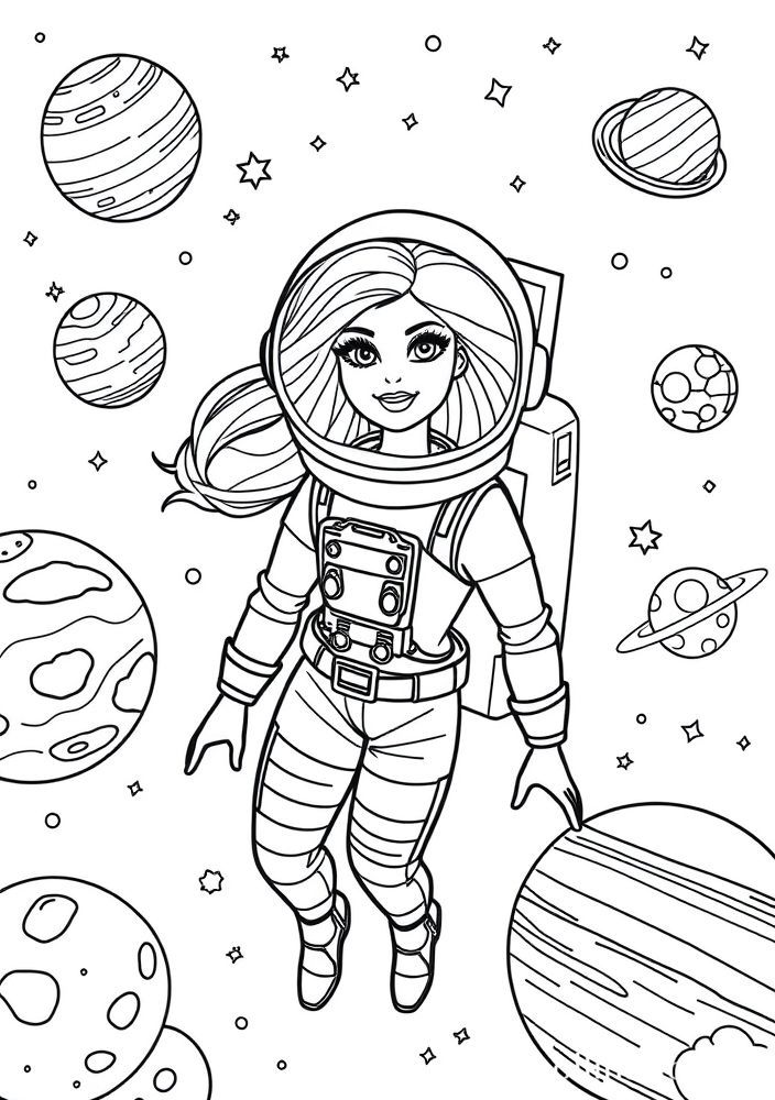 Desenho da Barbie astronauta para colorir