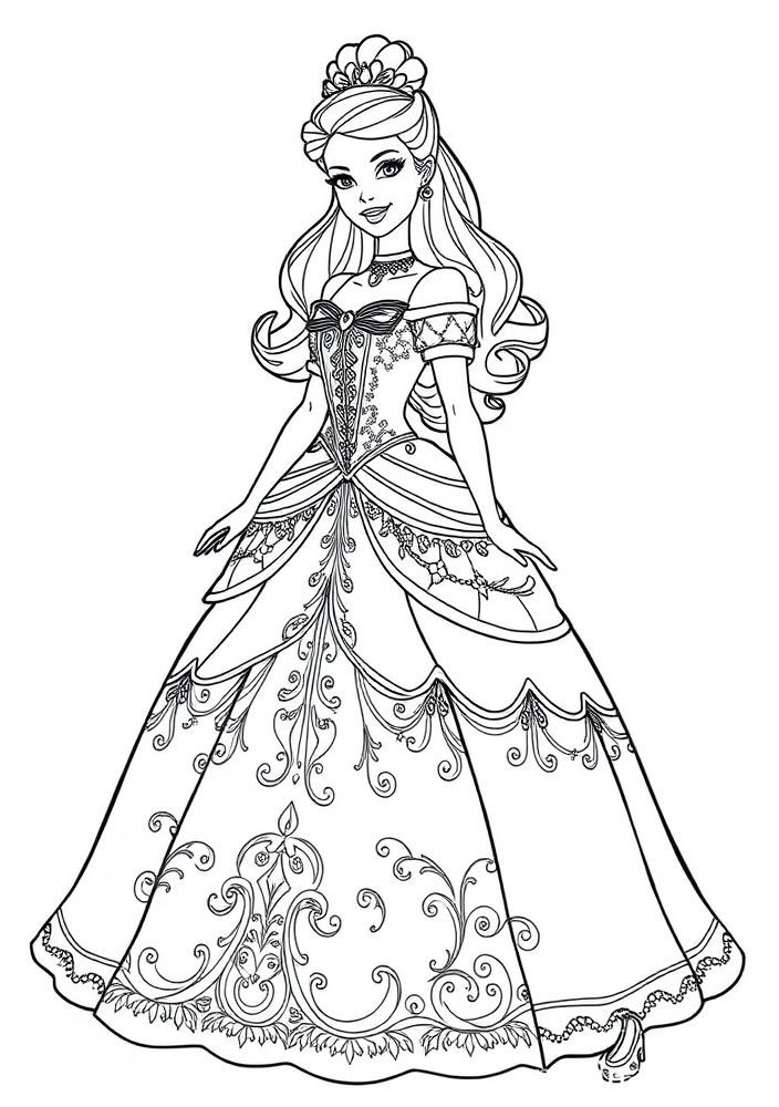 Desenho da Barbie como Cinderela para colorir