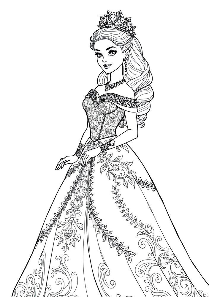 Desenho da Barbie como Princesa para colorir