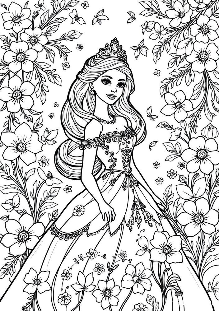 Desenho da Barbie como Princesa para colorir