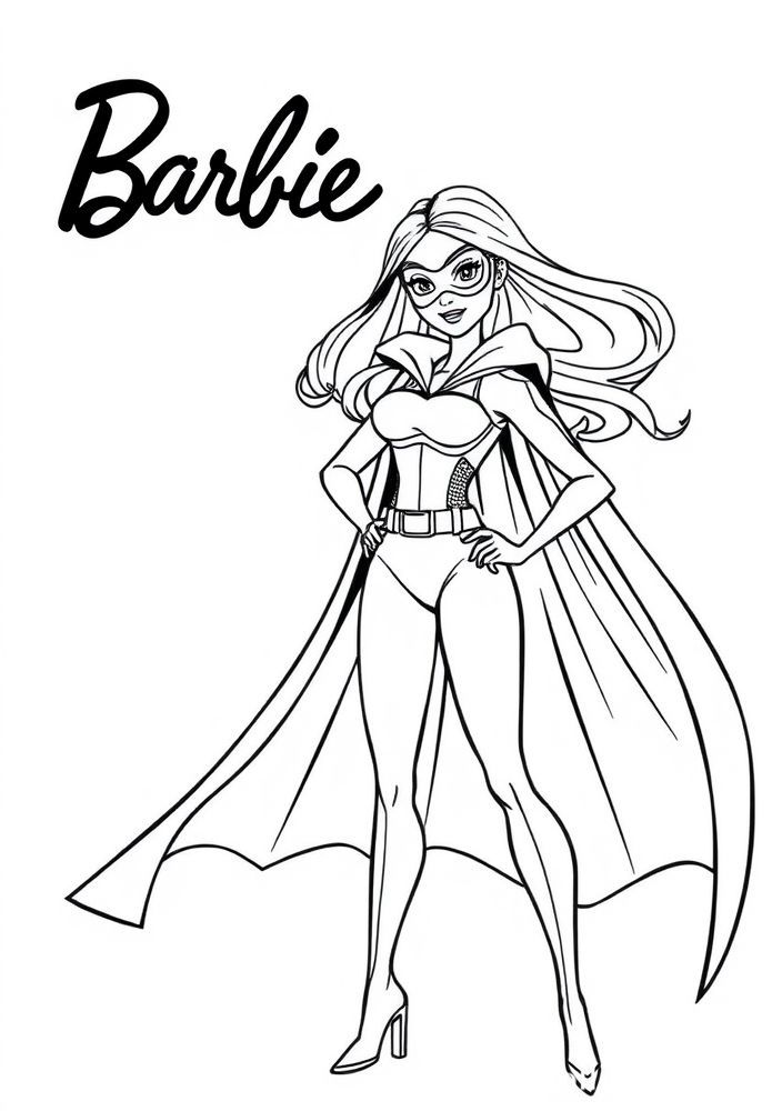 Desenho da Barbie como super-heroína para colorir