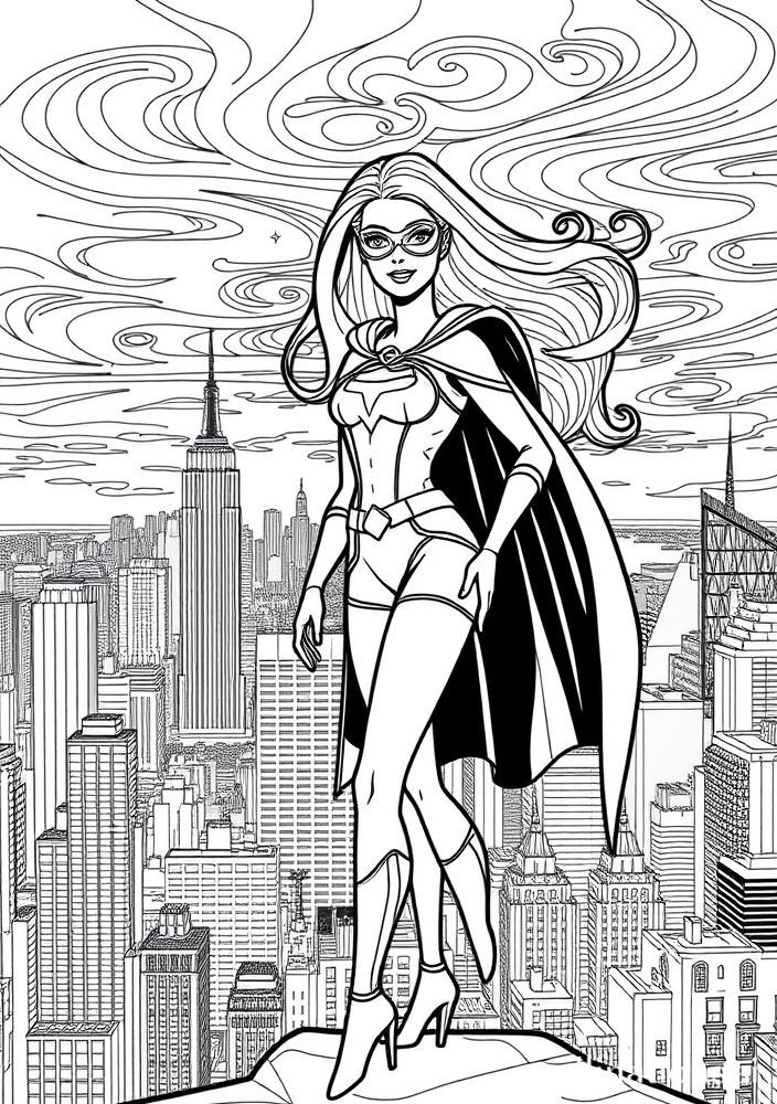 Desenho da Barbie de Super-Heroína para colorir