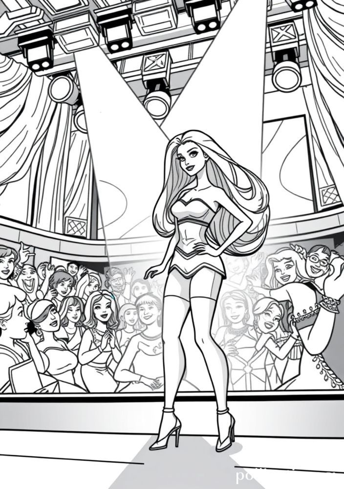 Desenho da Barbie em um Show de Talentos para colorir