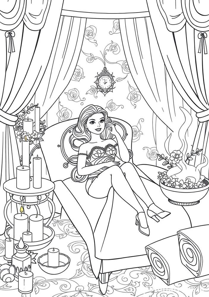 Desenho da Barbie em um dia de spa para colorir