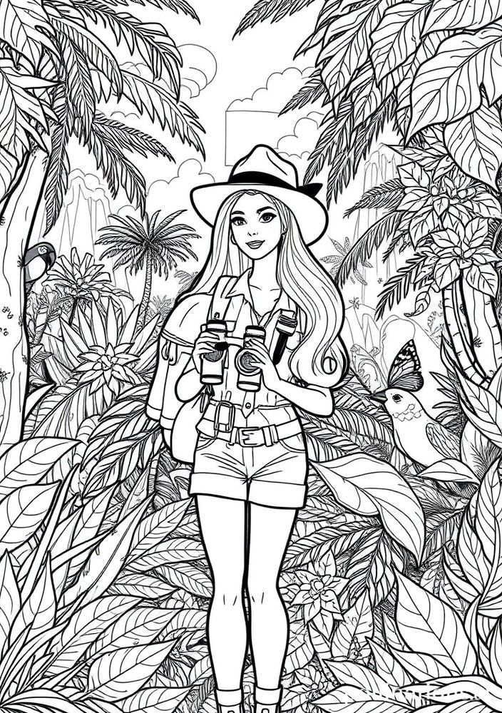 Desenho da Barbie exploradora para colorir