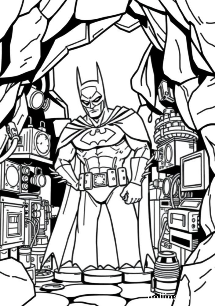 Desenho da Batcaverna para colorir