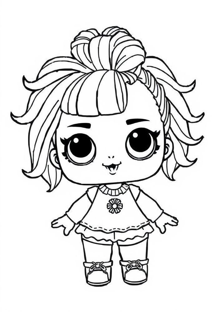 Desenho da Boneca LOL Surprise com Cabelo Colorido para Colorir