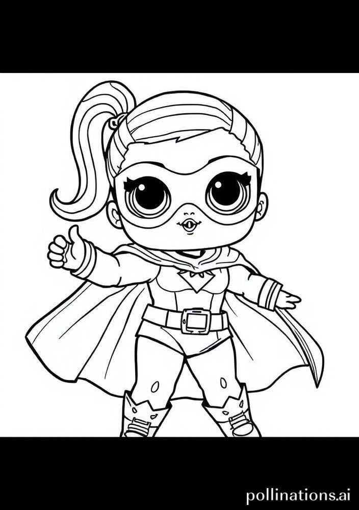 Desenho da Boneca LOL Surprise com Tema de Super-Heroína para Colorir