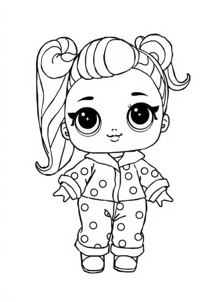 Desenho da Boneca LOL Surprise de Pijama para Colorir