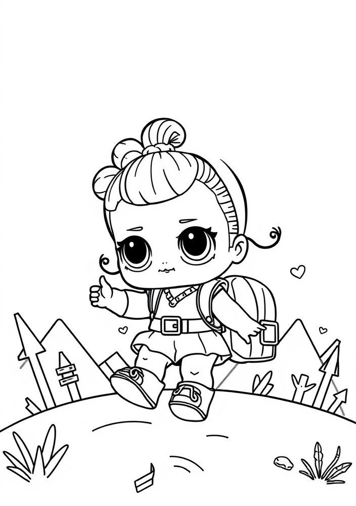 Desenho da Boneca LOL em uma Viagem de Aventura para Colorir