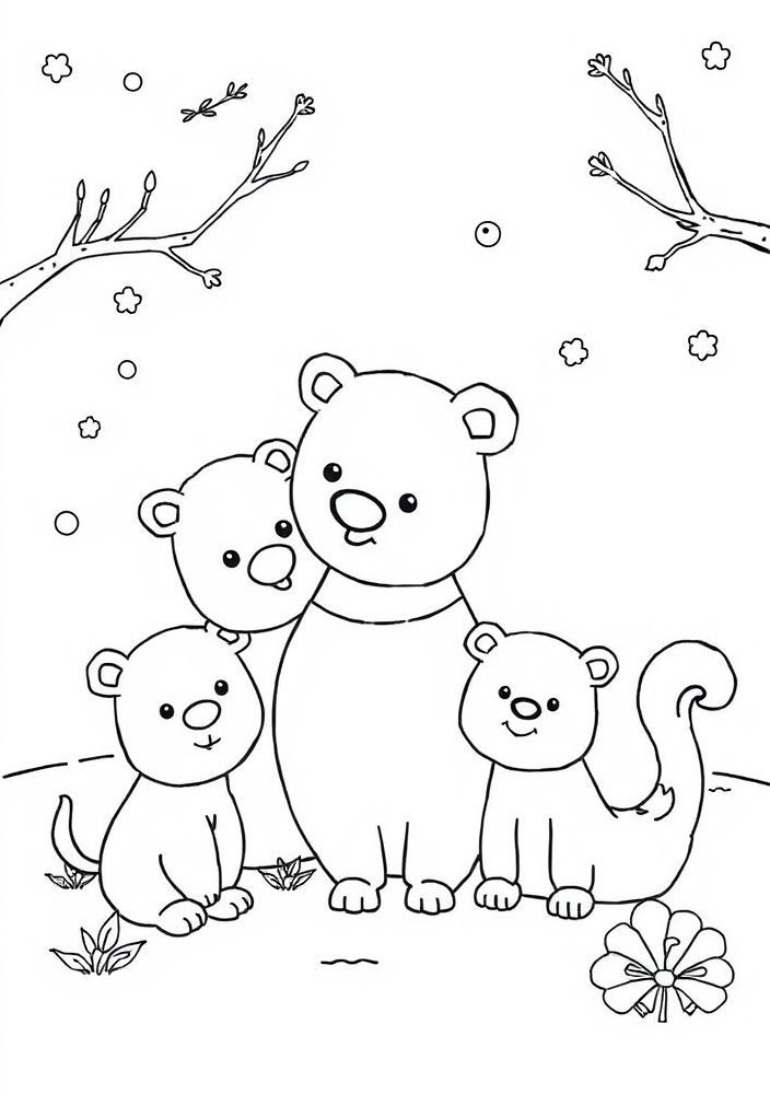 Desenho da Branca de Neve com seus amigos da floresta para colorir