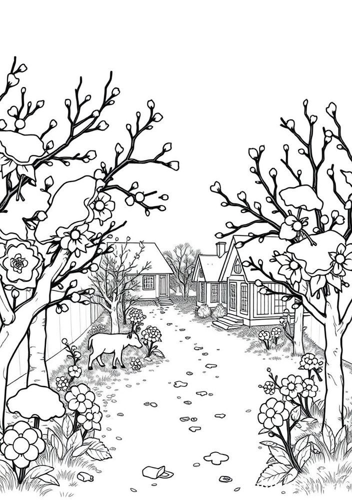 Desenho da Branca de Neve no Pomar para colorir