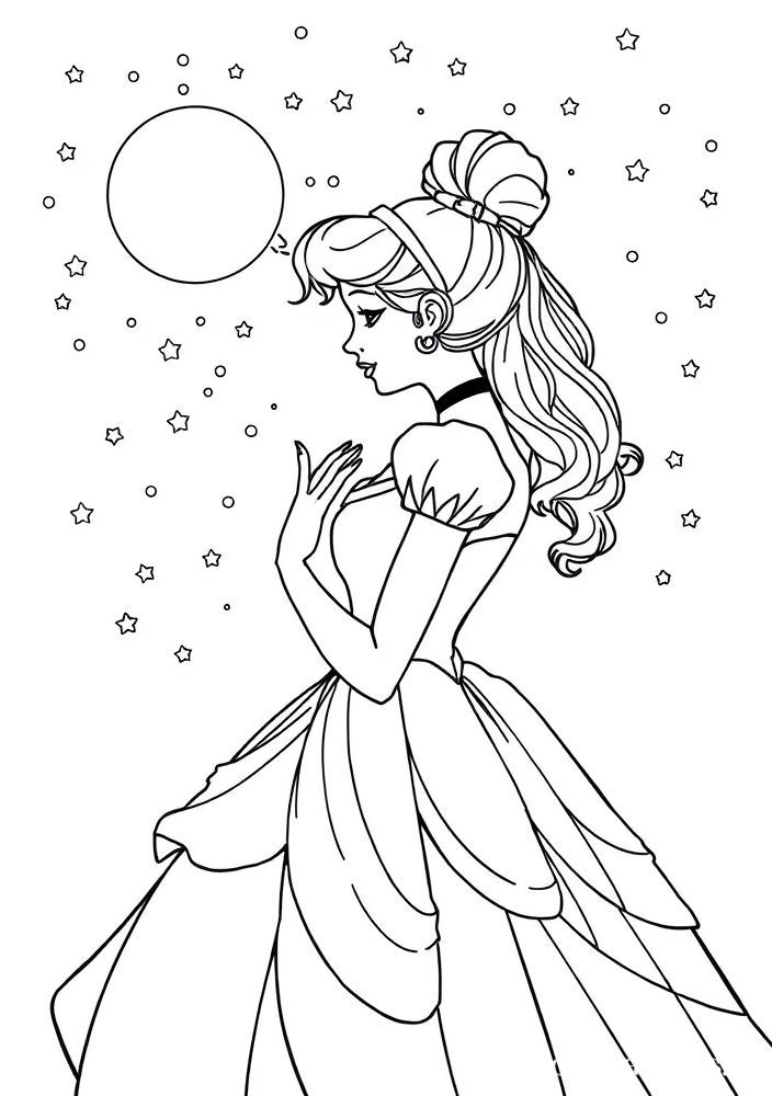 Desenho da Cinderela e os sonhos para colorir