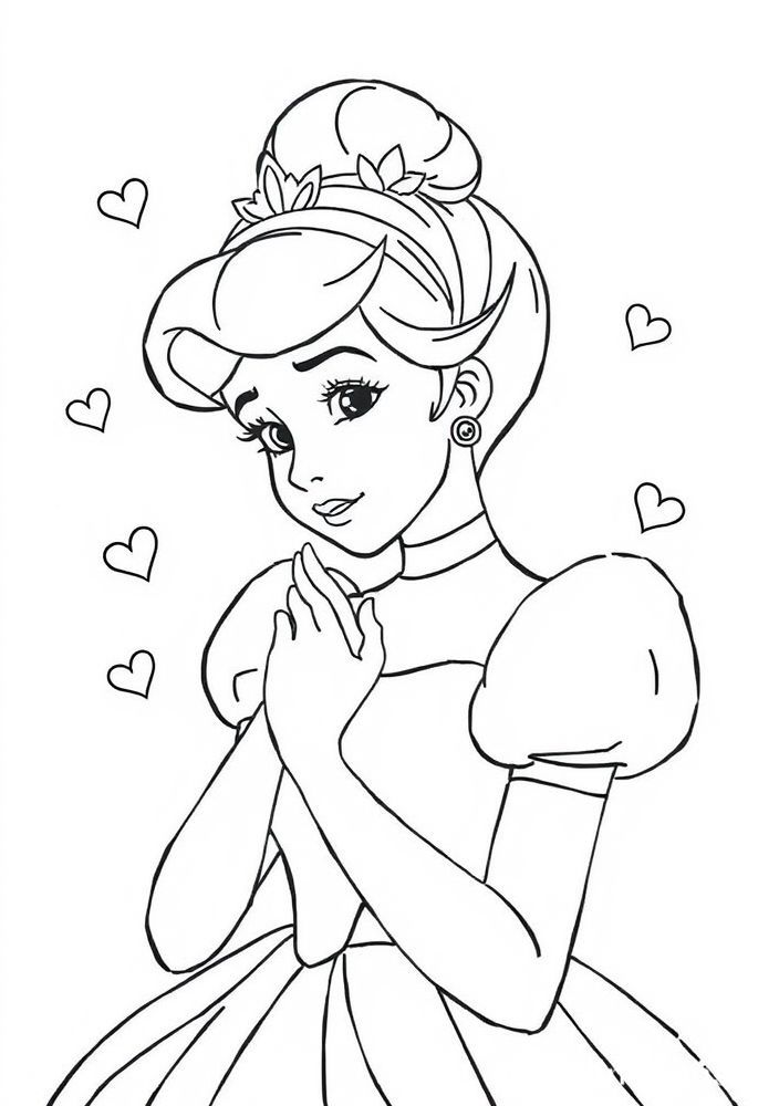 Desenho da Cinderela e sua balança emocional para colorir