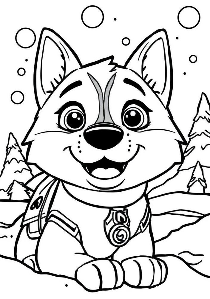 Desenho da Everest, a cadela de resgate da Patrulha Canina para colorir