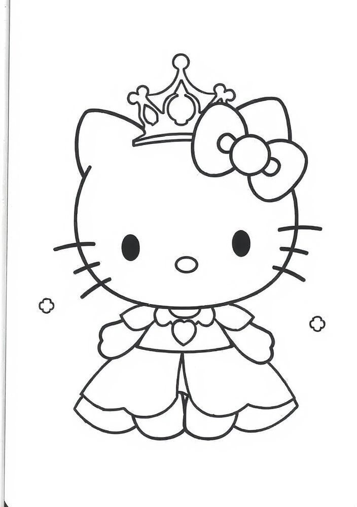 Desenho da Hello Kitty vestida de princesa para colorir