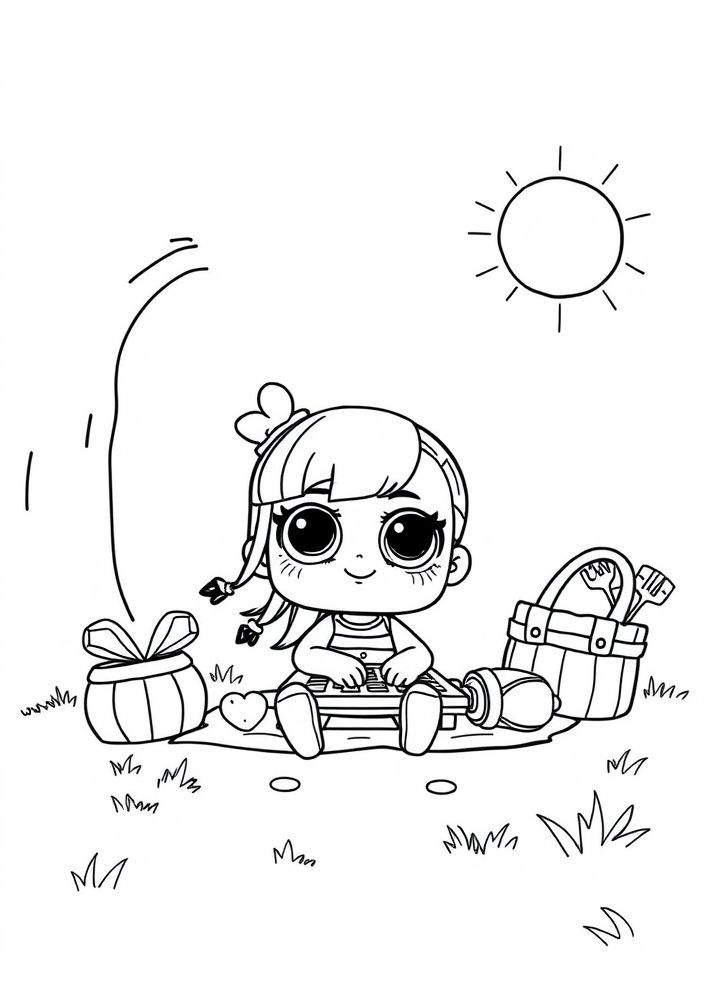 Desenho da LOL Surprise em um piquenique para colorir
