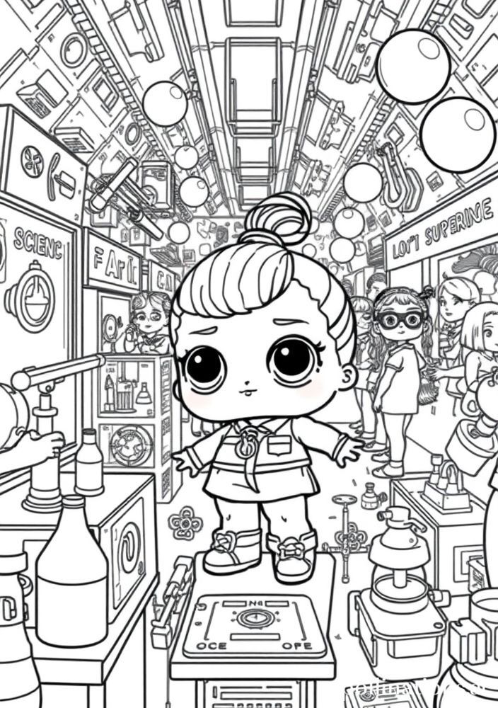Desenho da LOL Surprise em uma competição de ciência para colorir