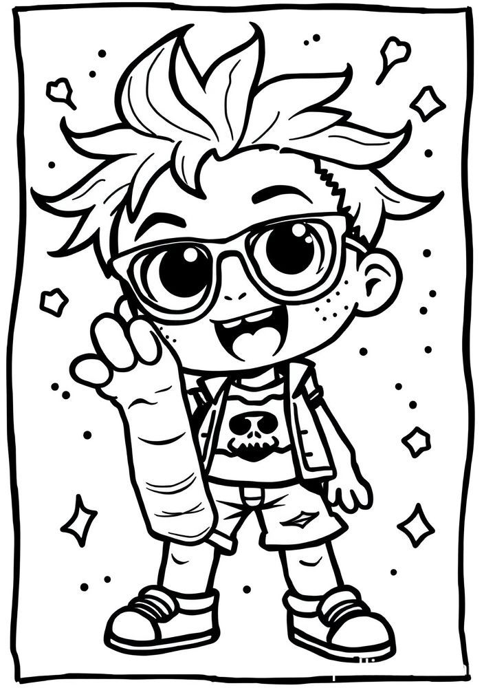 Desenho da LOL Surprise fazendo pintura a dedo para colorir