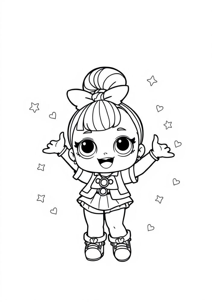Desenho da LOL Surprise fazendo poses divertidas para colorir