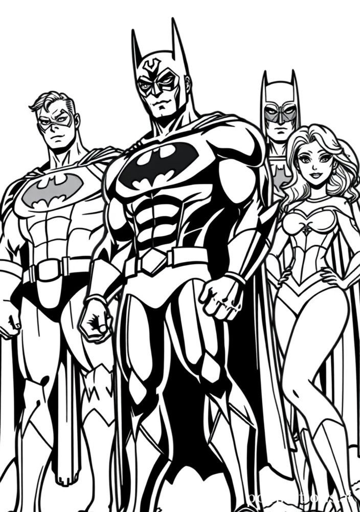 Desenho da Liga da Justiça reunida para colorir