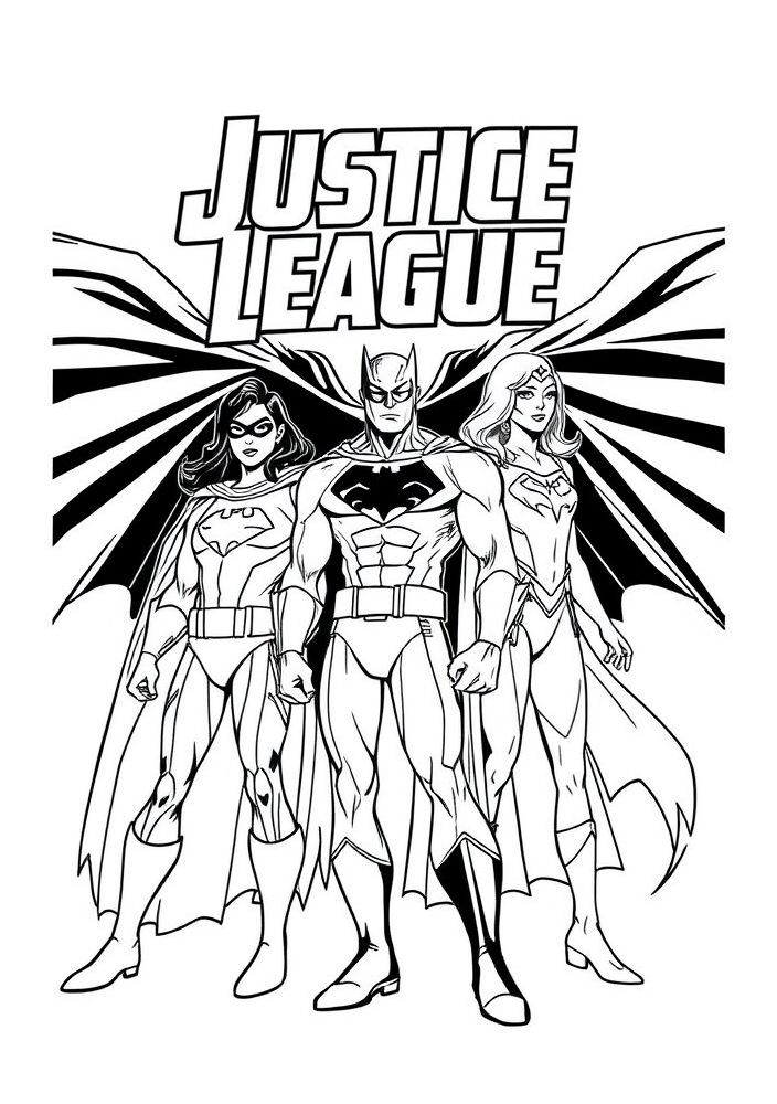 Desenho da Liga da Justiça se unindo para colorir