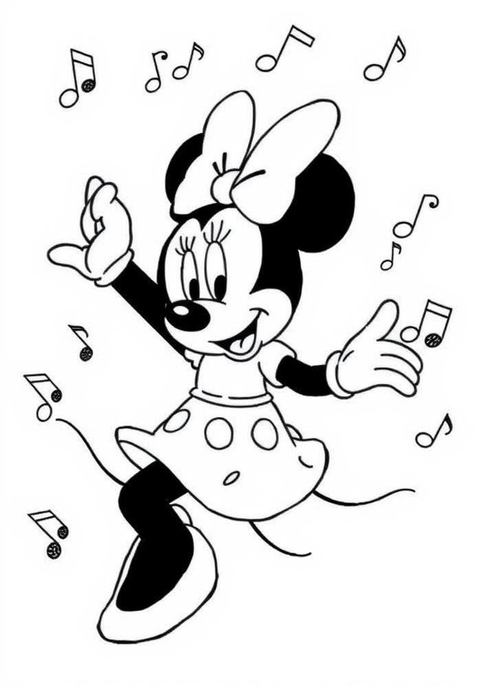 Desenho da Minnie dançando para colorir