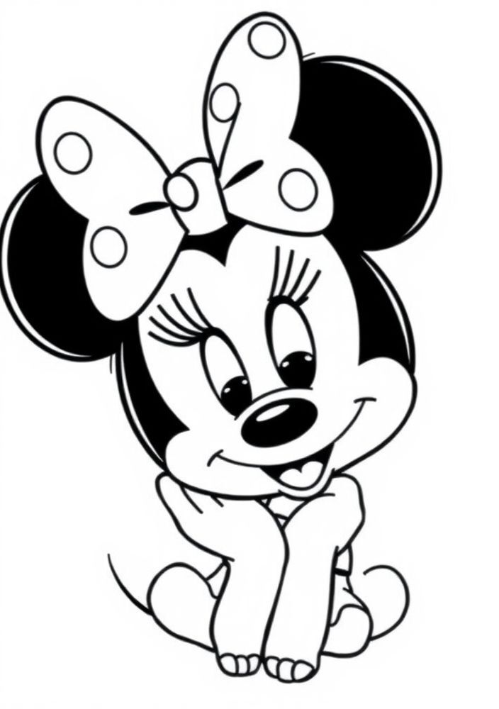 Desenho da Minnie em estilo kawaii para colorir