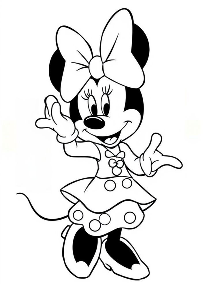 Desenho da Minnie em um desfile de moda para colorir