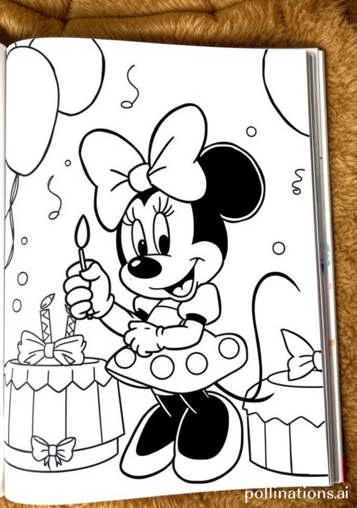 Desenho da Minnie em uma festa de aniversário para colorir
