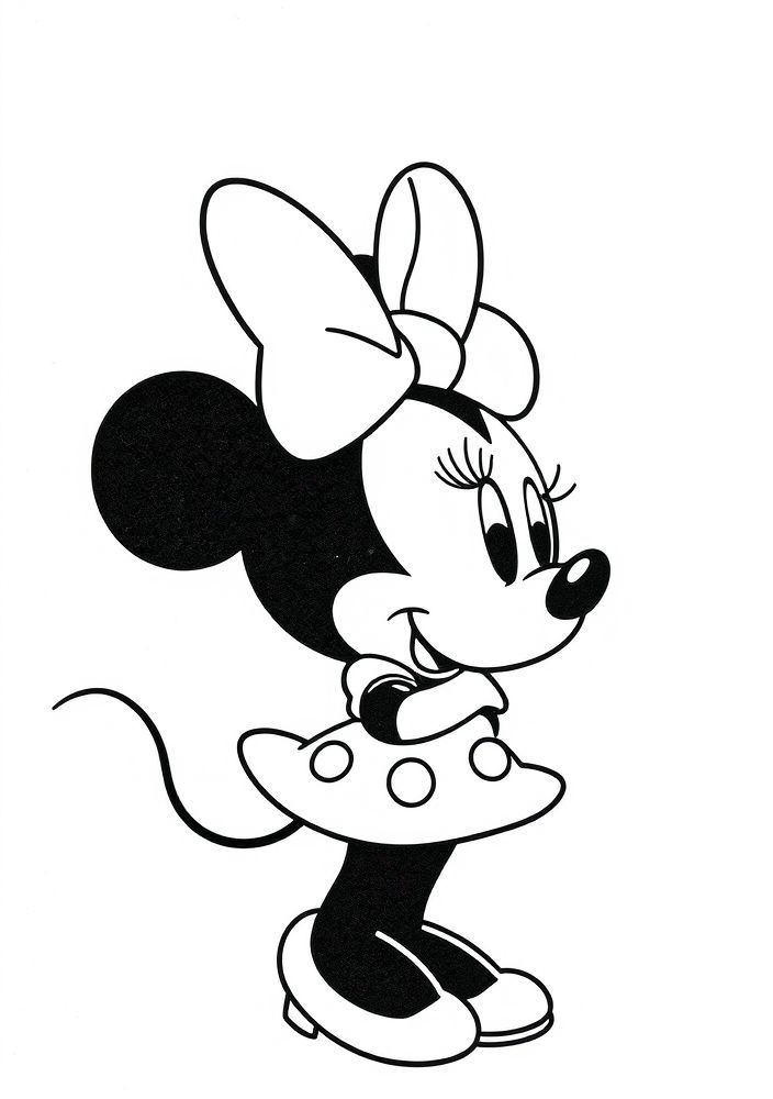 Desenho da Minnie pintando um quadro para colorir