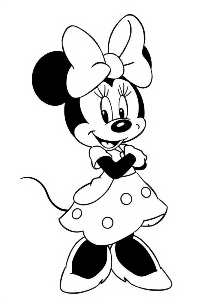 Desenho da Minnie vestida de princesa para colorir