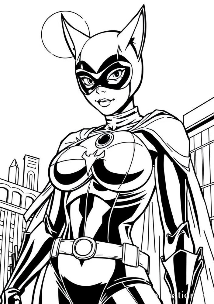 Desenho da Mulher-Gato como aliada dos vilões para colorir