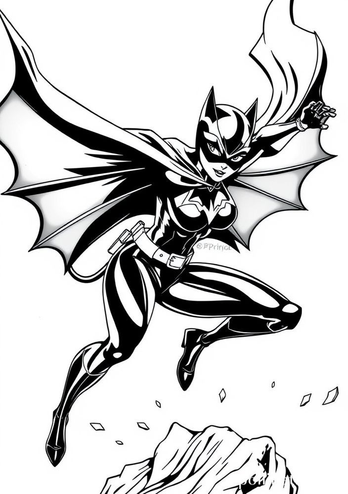 Desenho da Mulher-Gato em movimento para colorir