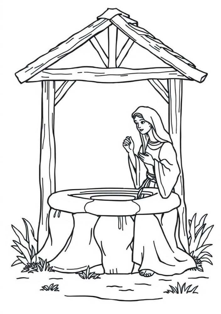Desenho da Mulher Samaritana para colorir