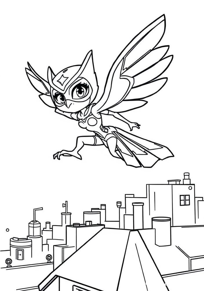 Desenho da Owlette voando para colorir