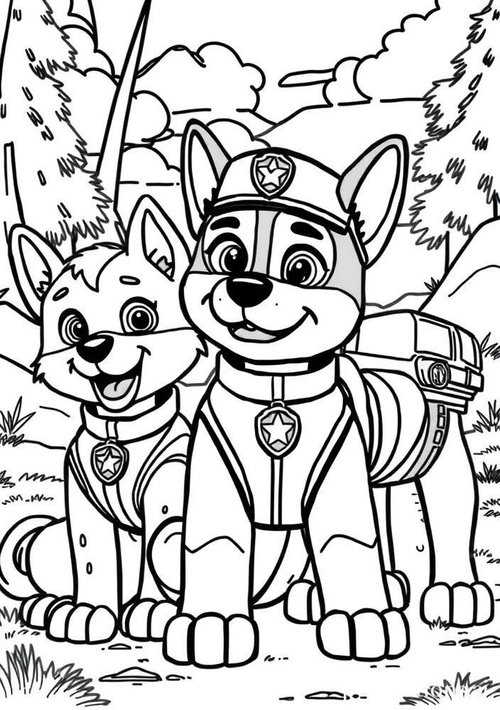 Desenho da Patrulha Canina - A equipe no campo de treinamento