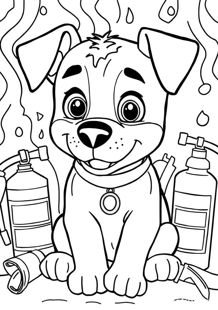 Desenho da Patrulha Canina - Marshall e seu caminhão de bombeiros