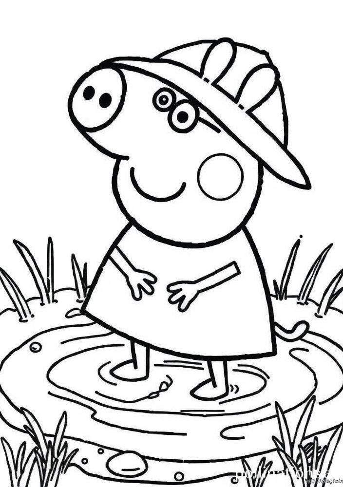 Desenho da Peppa Pig fazendo cocô para colorir
