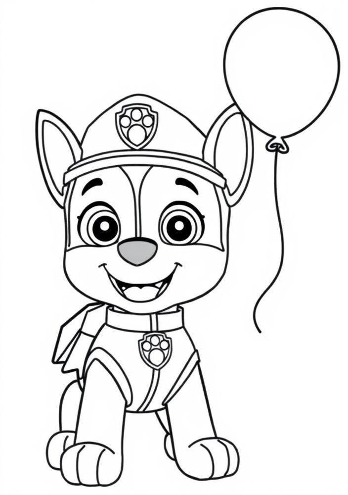 Desenho da Skye com um balão para colorir
