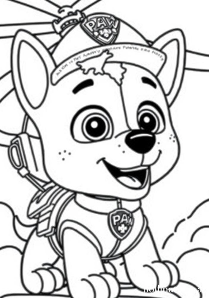Desenho da Skye voando com seu helicóptero para colorir