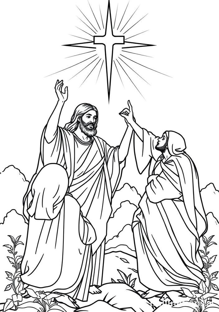 Desenho da Transfiguração de Jesus para colorir