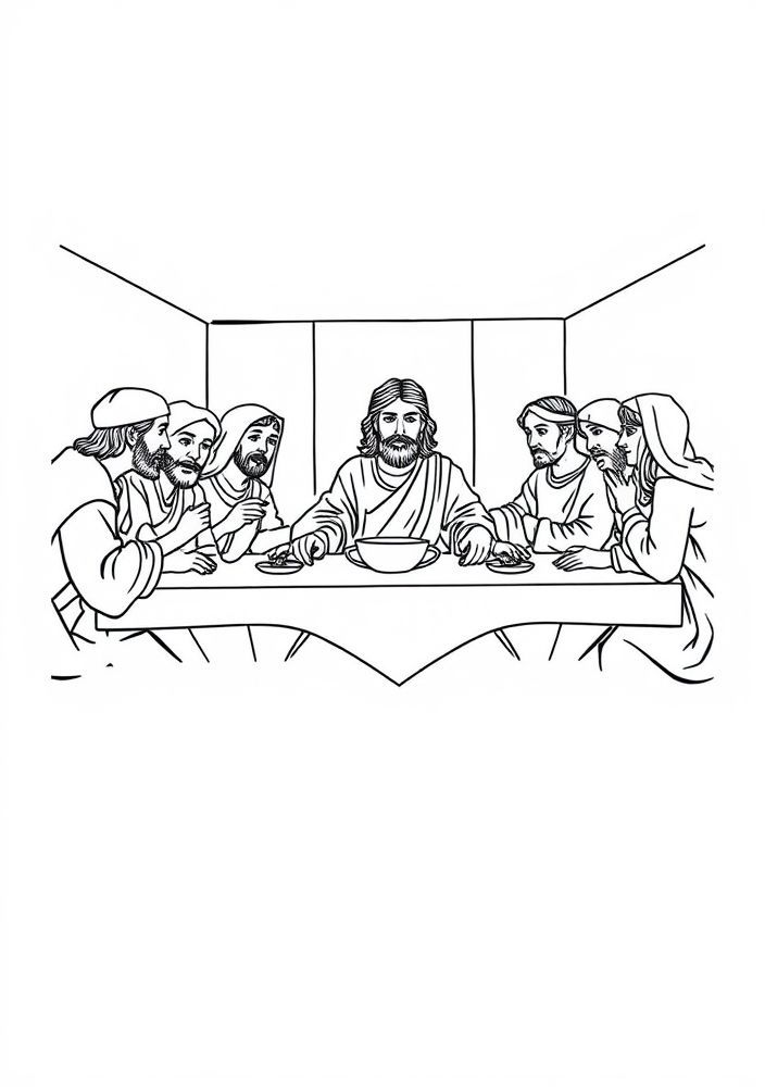 Desenho da Última Ceia para colorir