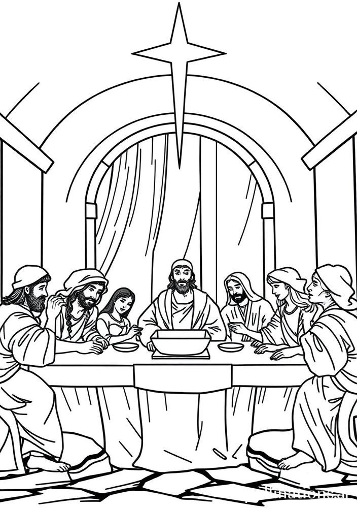 Desenho da Última Ceia para colorir