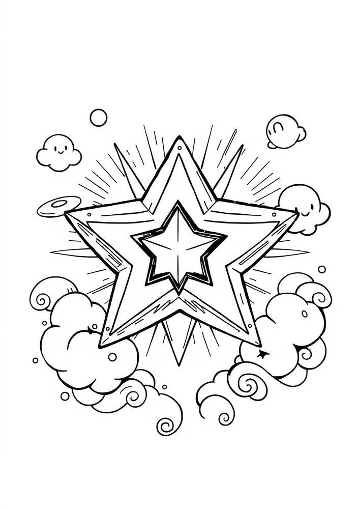 Desenho da Warp Star com Mario para colorir