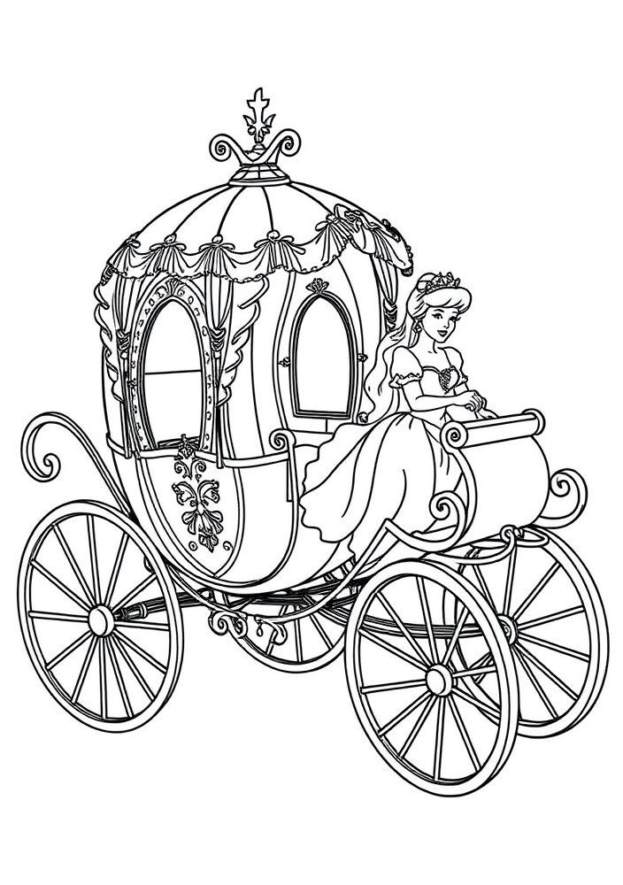 Desenho da carruagem mágica da Cinderela para colorir