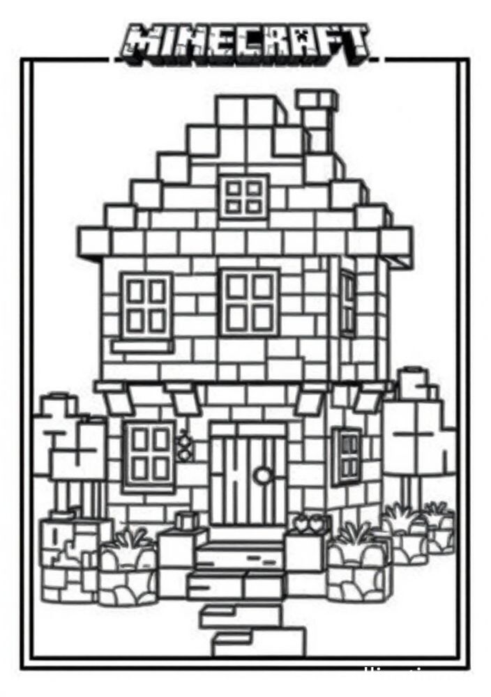 Desenho da casa do Minecraft para colorir