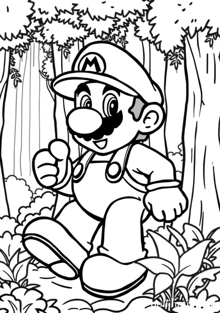 Desenho da floresta do Super Mario para colorir